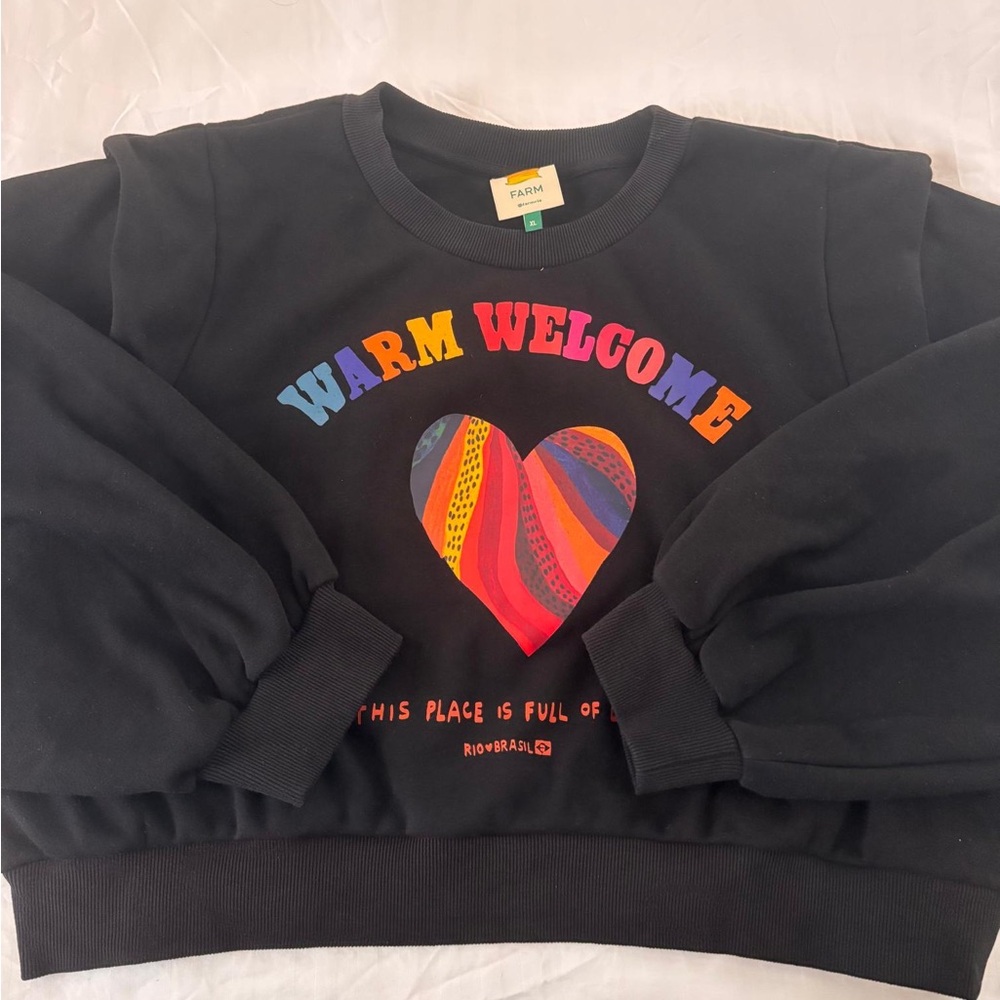 FARM Rio Black Sweatshirt with Multicolor Heart Graphic - Picture 2 of 4